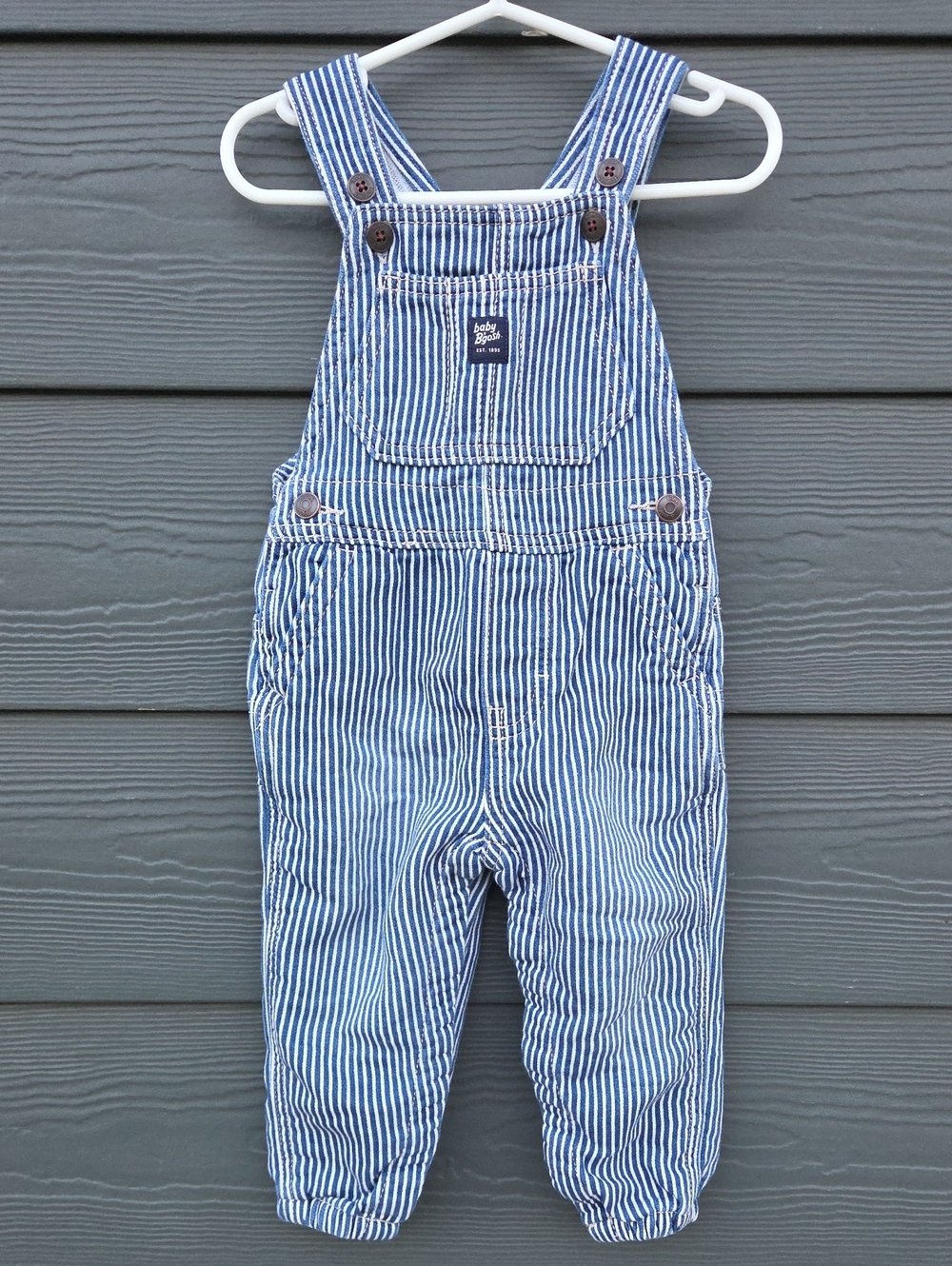 Baby Bgosh Blue and White Striped Baby Overalls